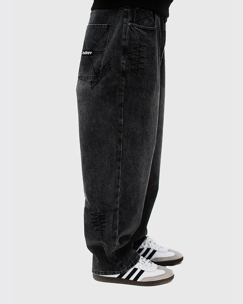 Butter Goods Stitch Denim Jeans - Distressed Grey Comfortable Easiness