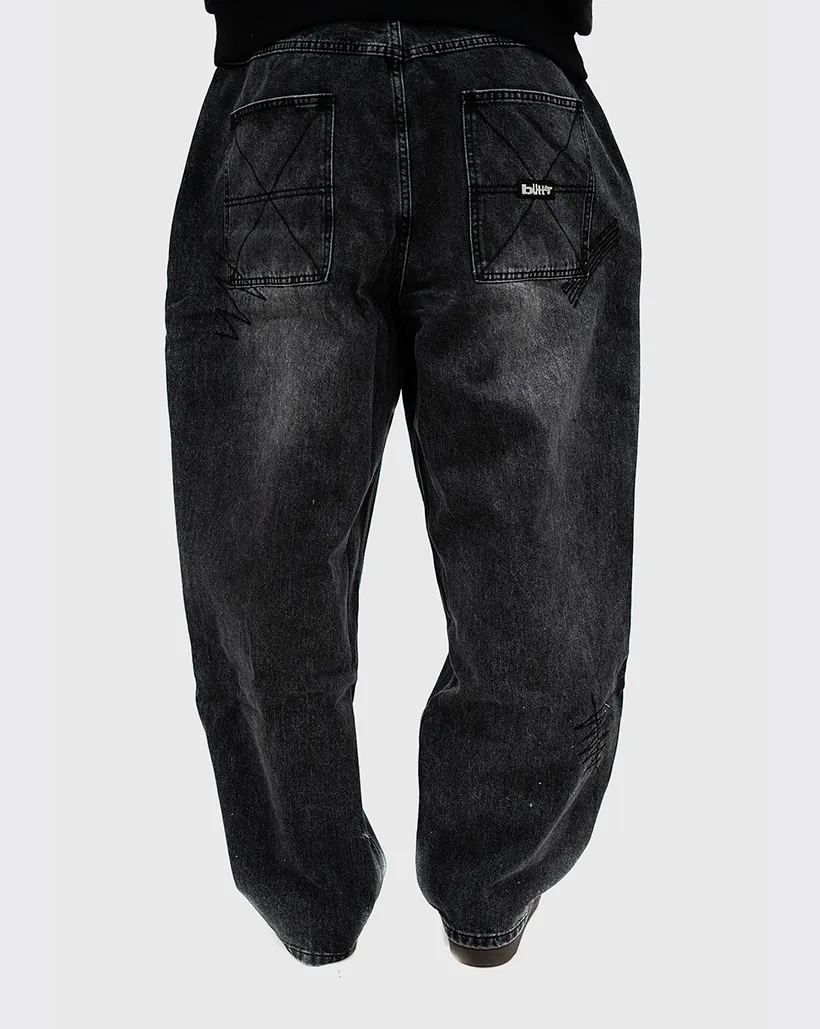 Anti - Shock Feature Butter Goods Stitch Denim Jeans - Distressed Grey