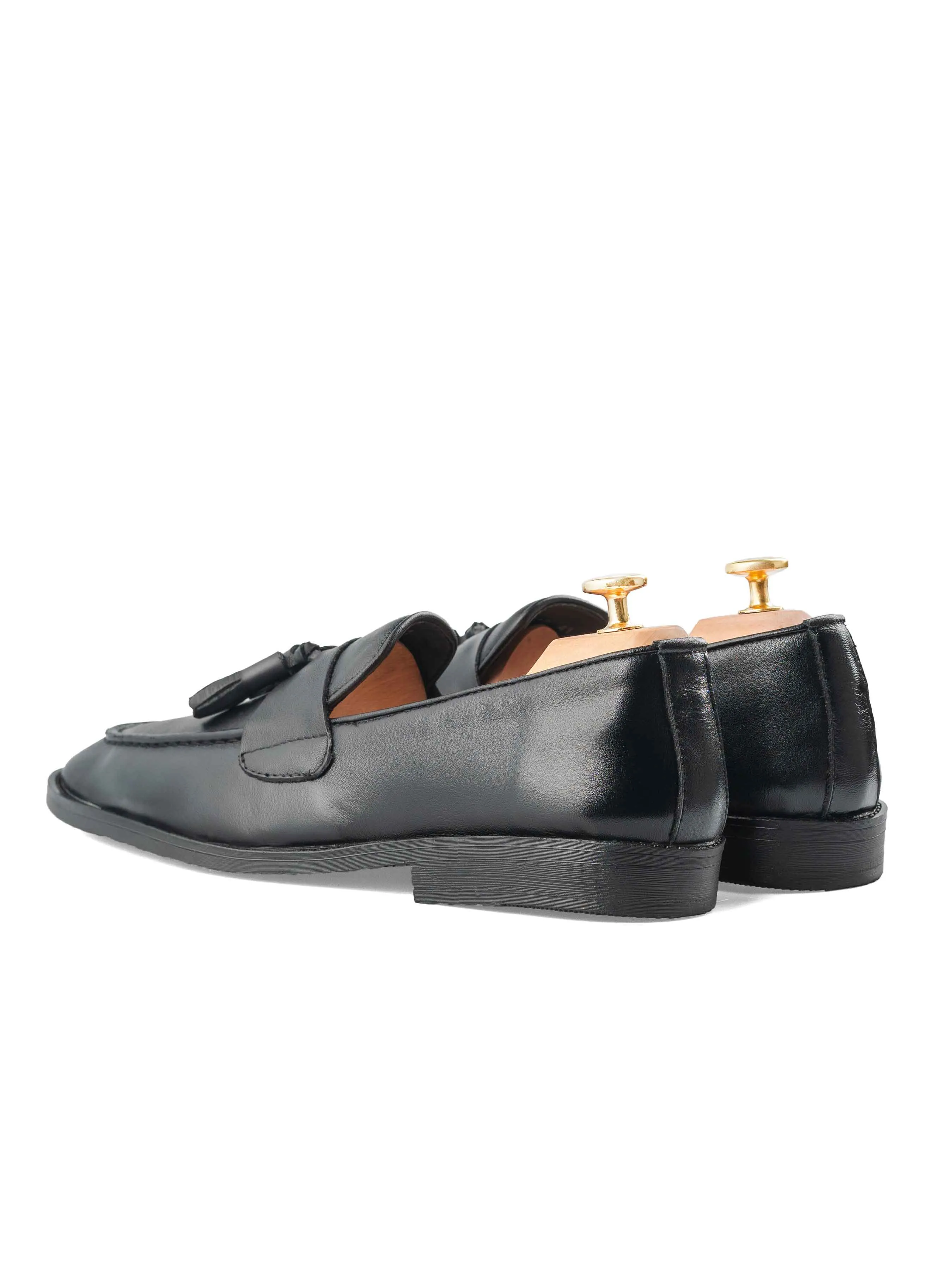 Rocky Tassel Loafer - Solid Black Leather Black Friday Sale Step Into Strength