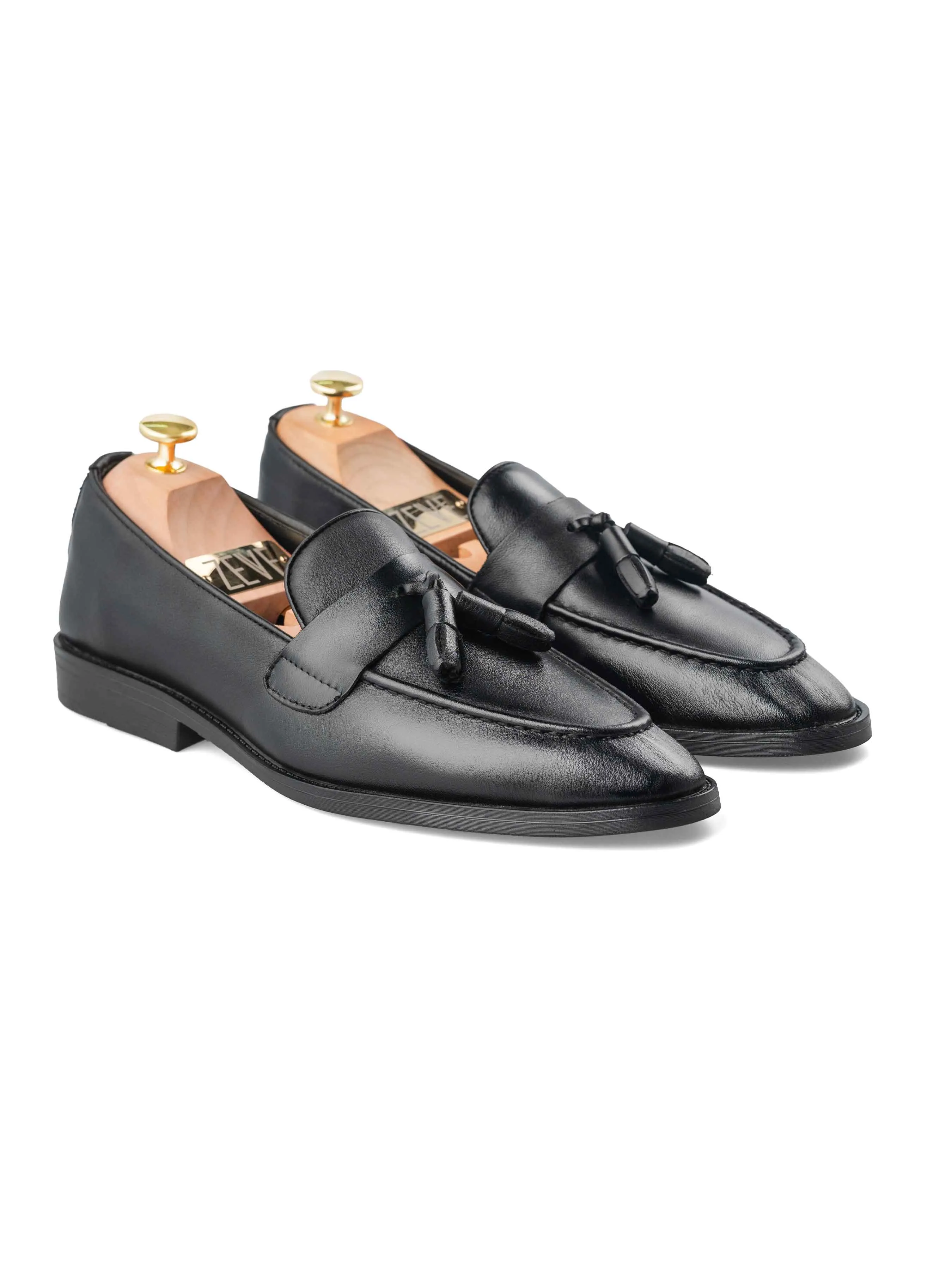 Abrasion-Resistant Feature Rocky Tassel Loafer - Solid Black Leather