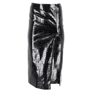 Jupe mi-longue Birger Christensen Leeds en simili cuir noir effet crocodile