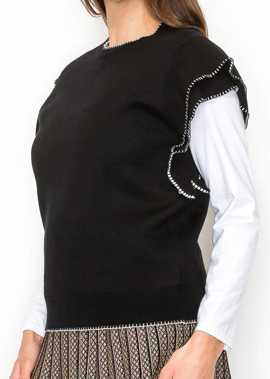 Gilet Noir à Volants