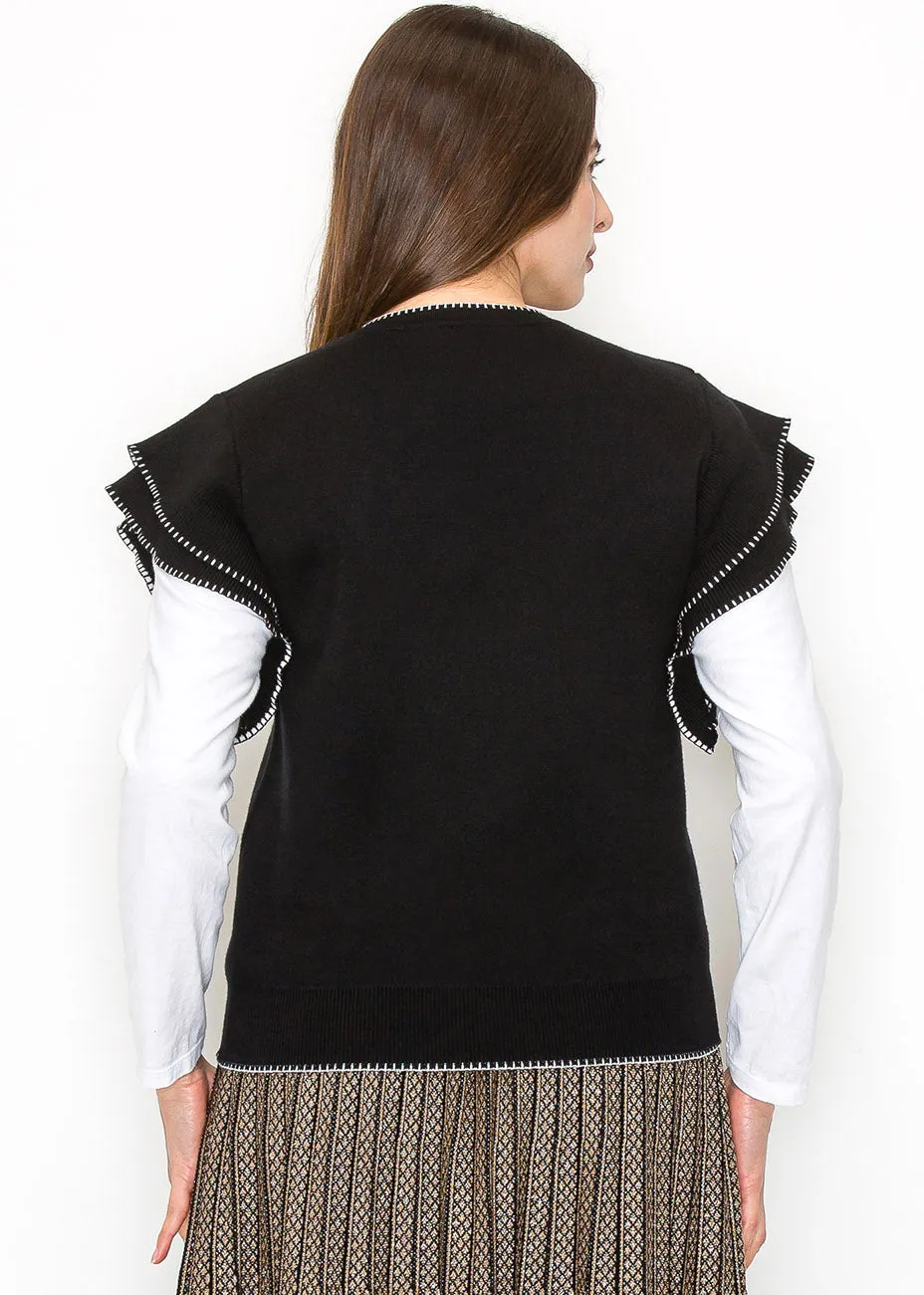 Gilet Noir à Volants