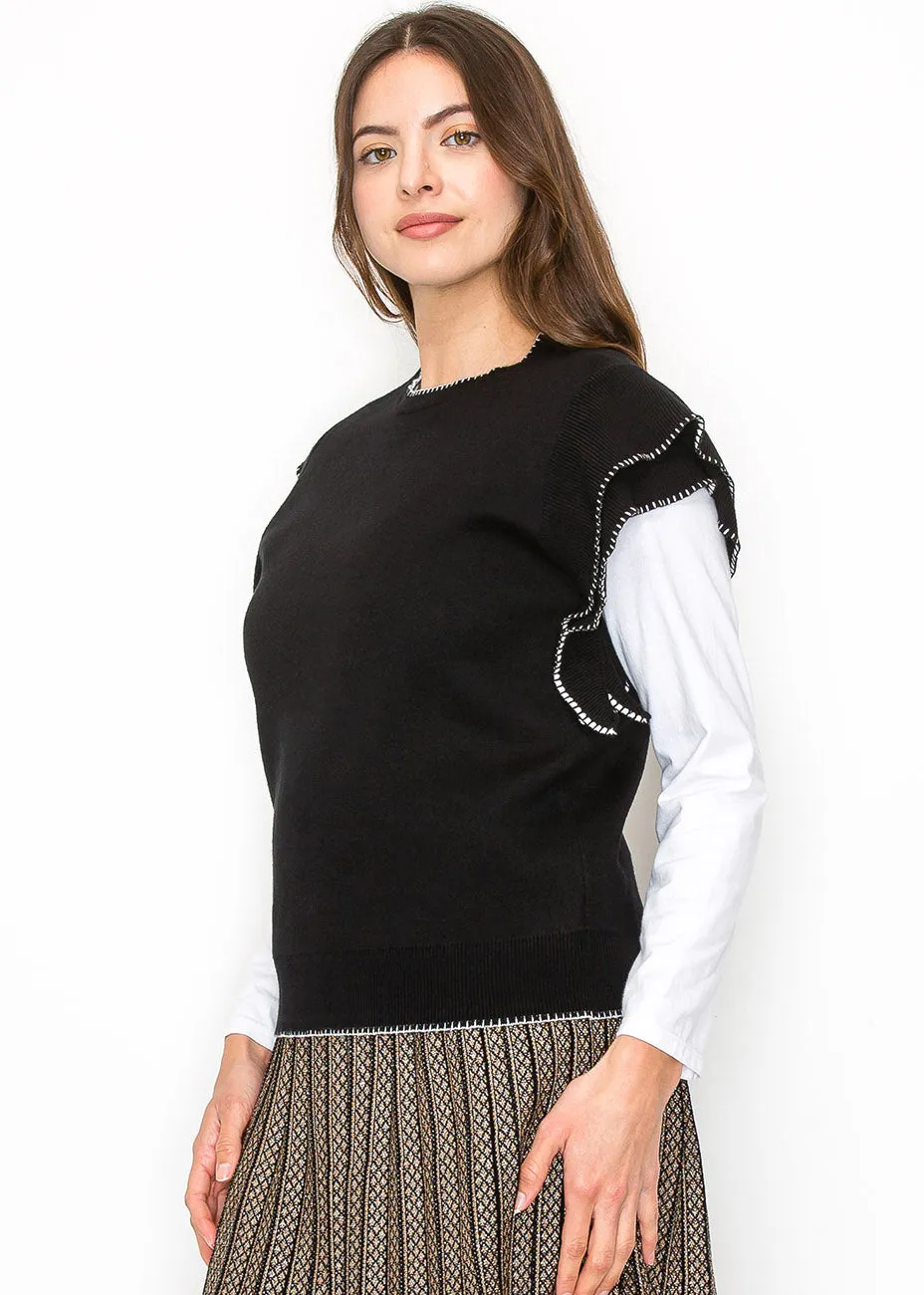 Gilet Noir à Volants