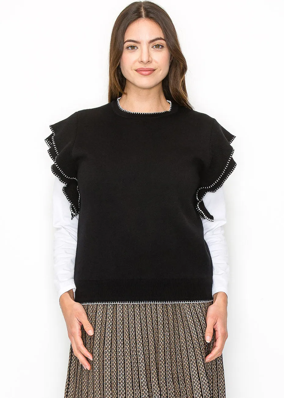 Gilet Noir à Volants