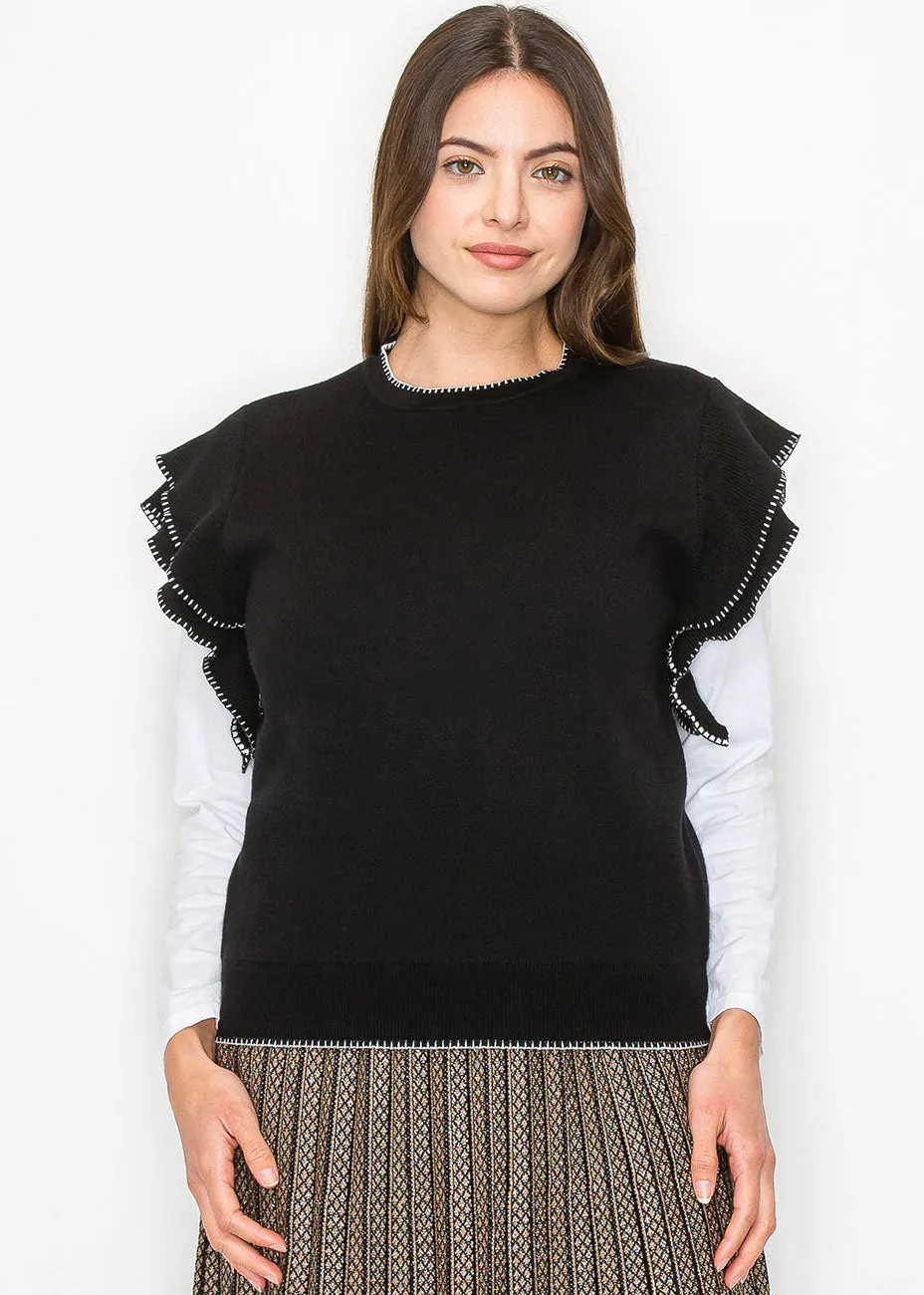 Gilet Noir à Volants