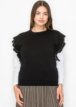 Gilet Noir à Volants