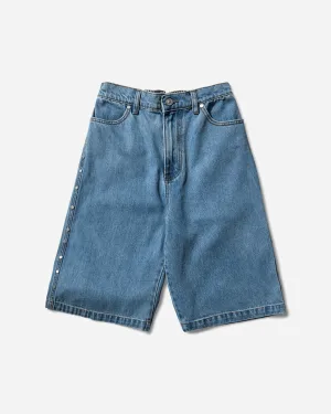 Cuffed Edge Thin Size Men'S Studded Wide Shorts Blue