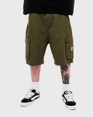 Drawstring Waist Finish S-Double Cargo Workshort - Army