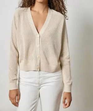 Cardigan à col en V avec empiècement selle en couleur Husk