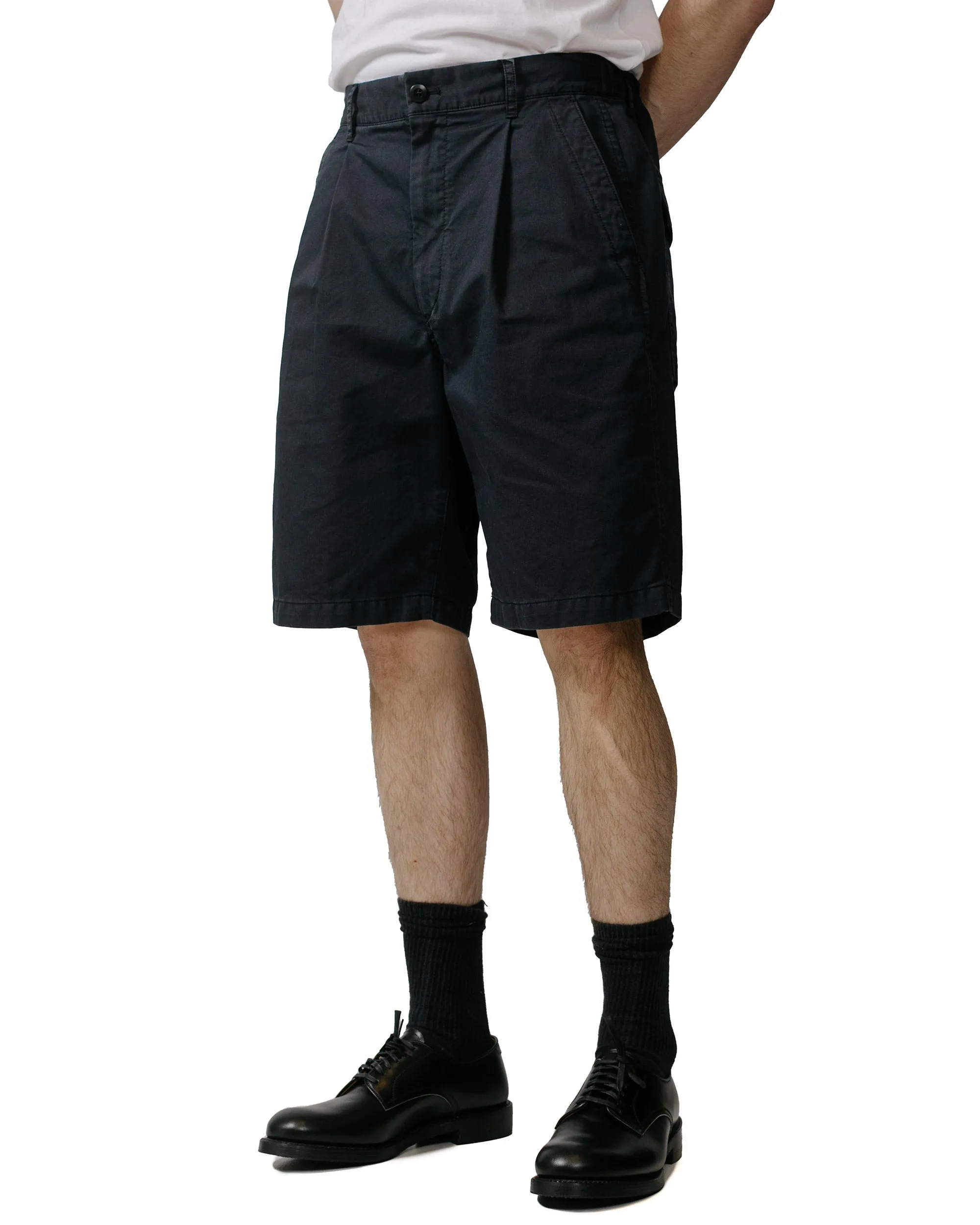 Sage De Cret Cotton Broken Twill Wide Pleated Shorts Black Roll - Resistant