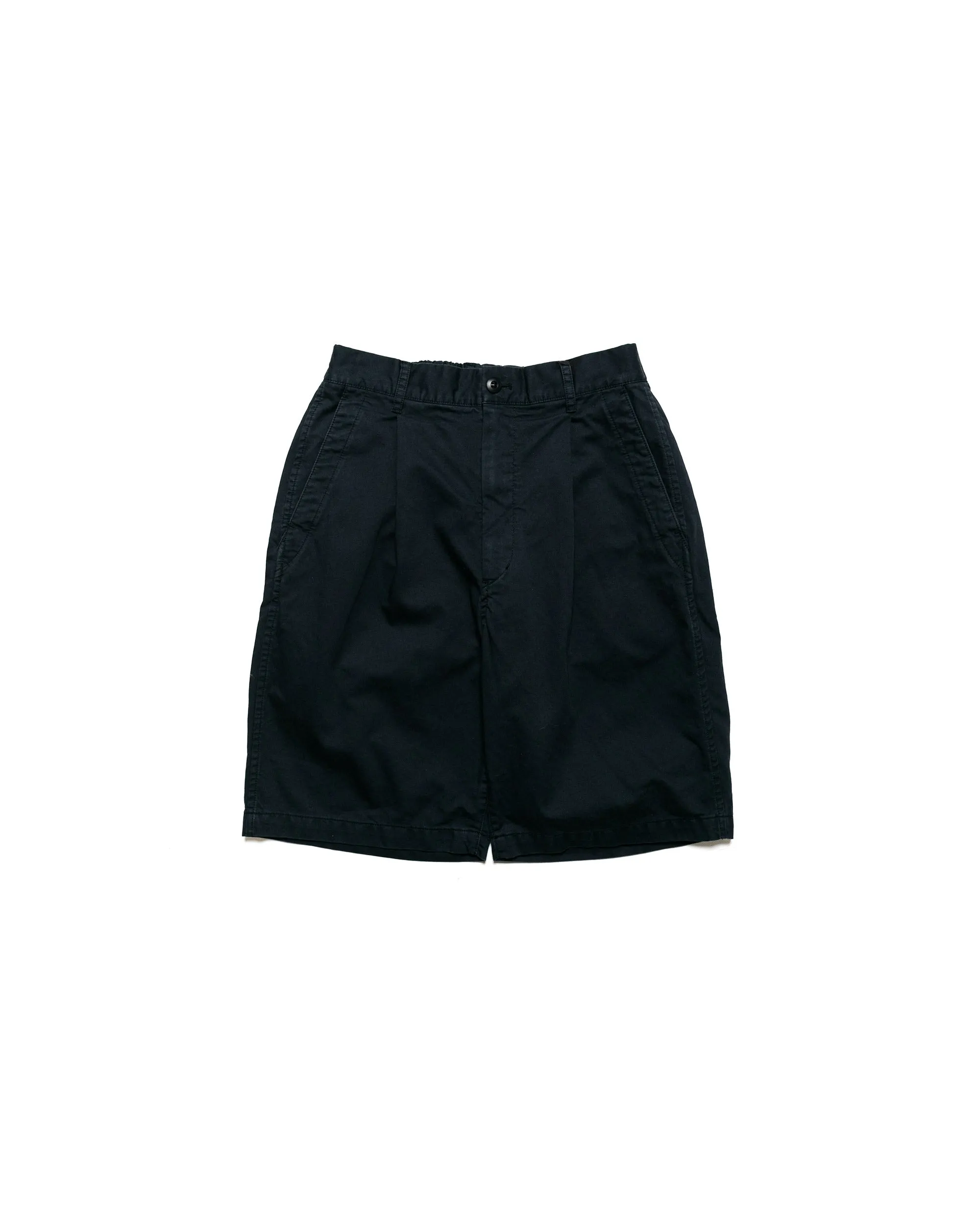 Productivity Sage De Cret Cotton Broken Twill Wide Pleated Shorts Black