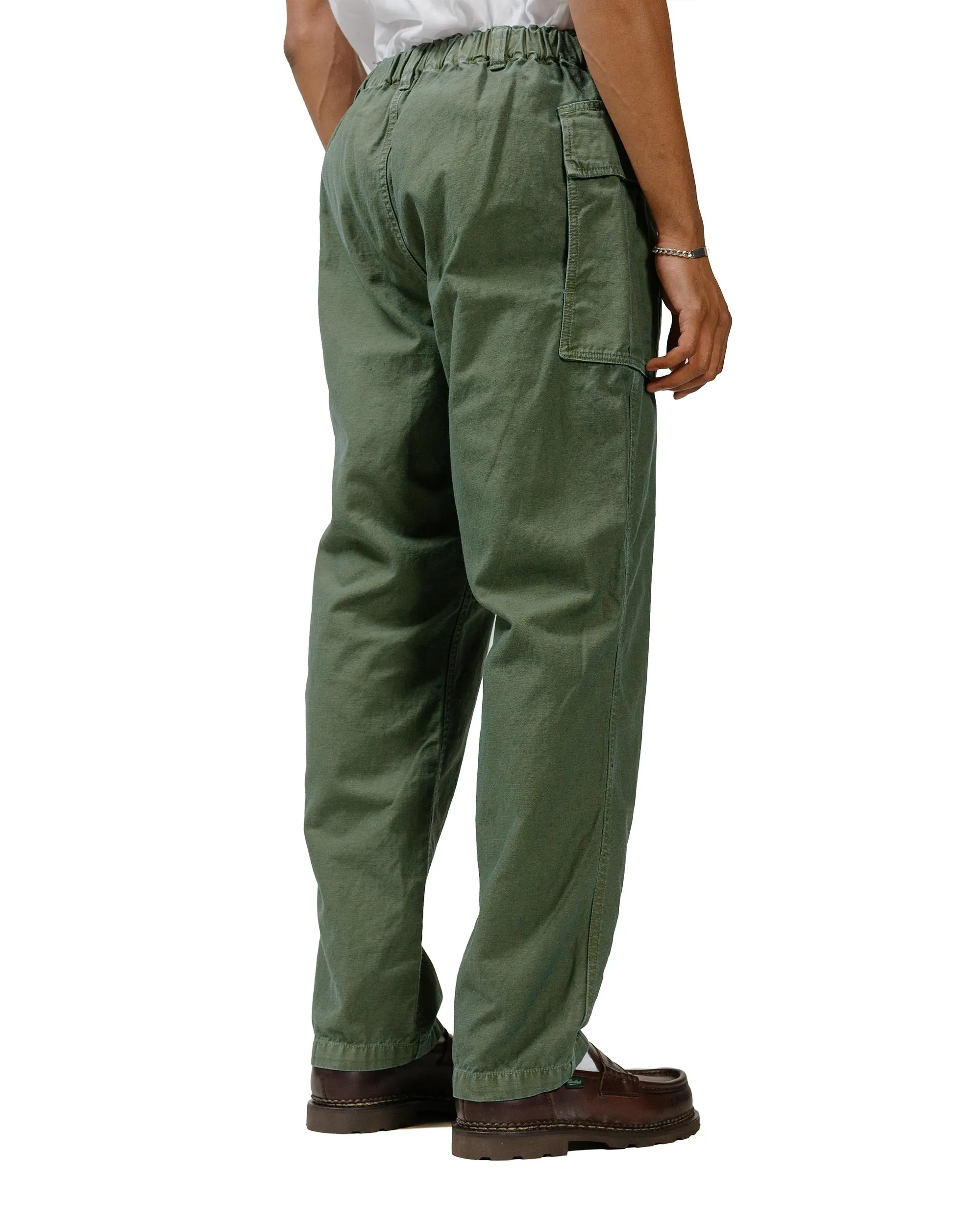 Sage De Cret Cotton/Linen Back Satin Pegtop Military Pants Olive Comfortable Velcro
