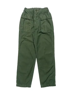 Comfortable Messenger Sage De Cret Cotton/Linen Back Satin Pegtop Military Pants Olive