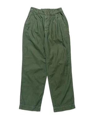 Sage De Cret Cotton/Linen Back Satin Single-Pleated Wide Pants Olive Peplum
