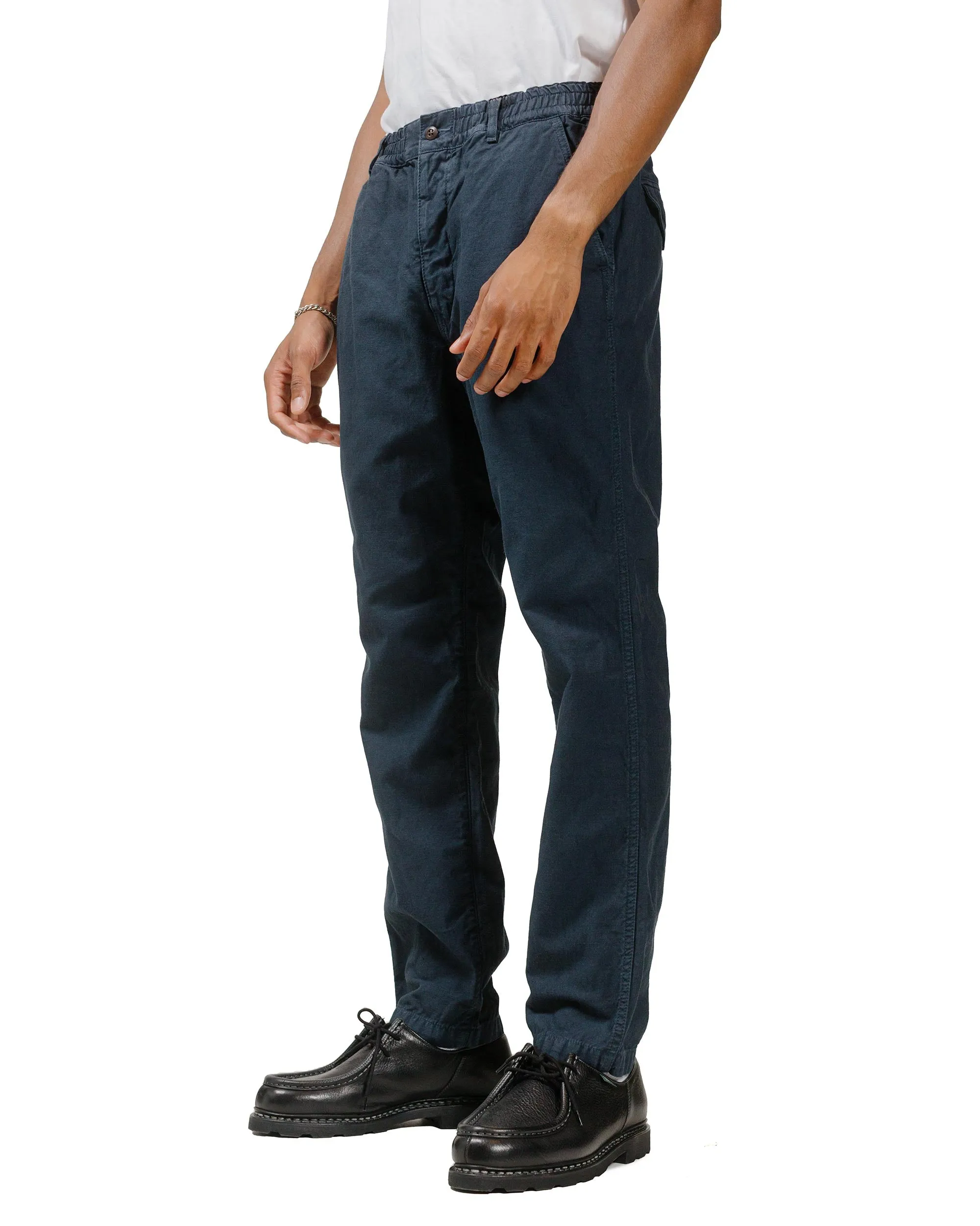 Method Concealed Neck Sage De Cret Cotton/Linen Back Satin Tapered Pants Navy