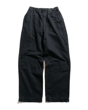 Stretchable Design Sage De Cret Cotton/Linen Denim Baggy Pants Black