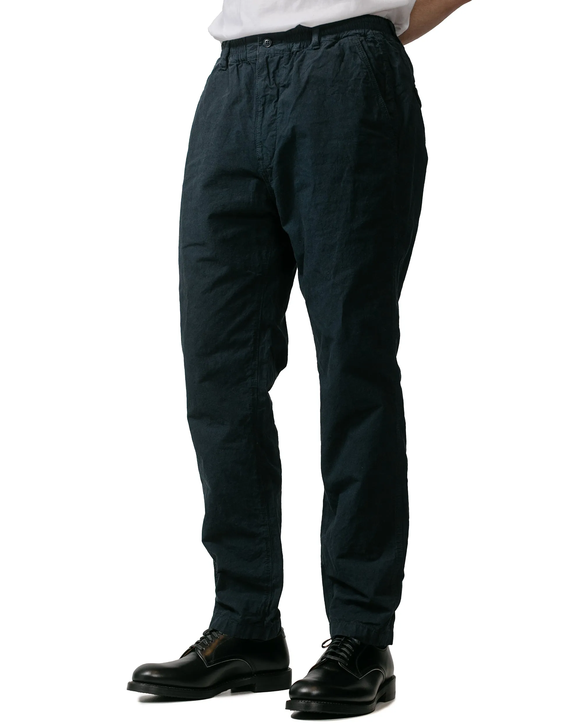 Sage De Cret High Density Cotton Hemp Tapered Pants Navy Feather Accents