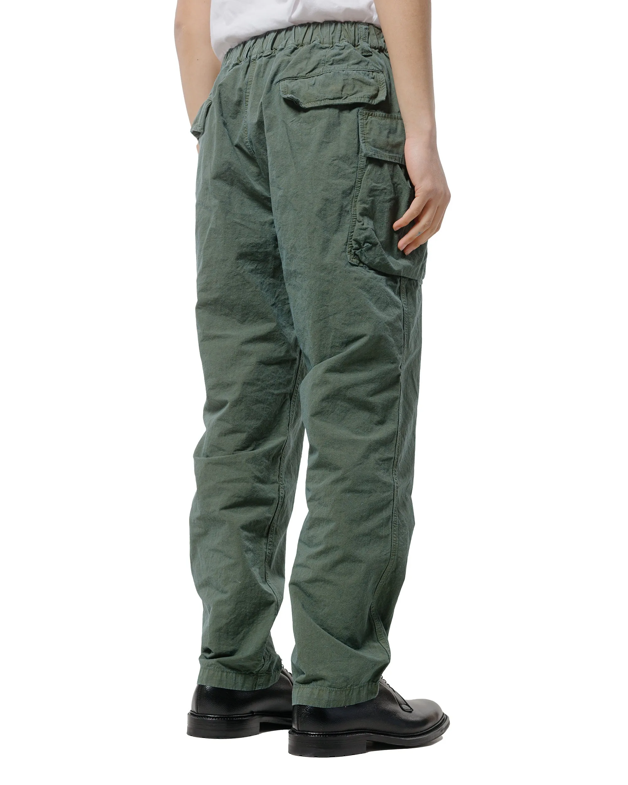 Sage De Cret High Density Cotton/Hemp Single Pleated Peg Top Cargo Pants Olive Faux - Waterproof