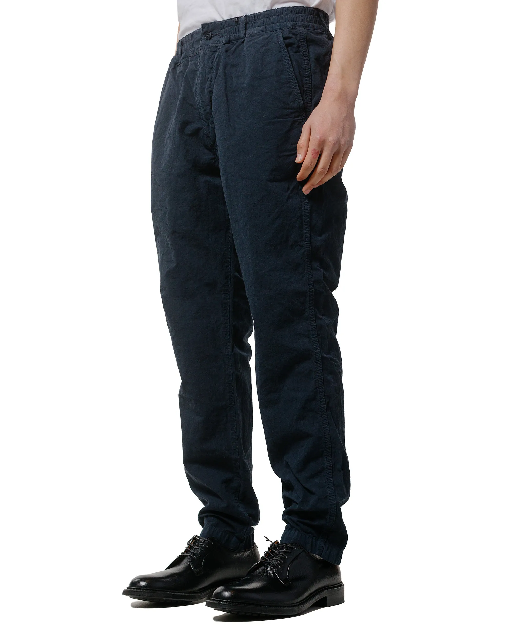 Button Waist Sage De Cret High Density Cotton/Hemp Tapered Pants Navy