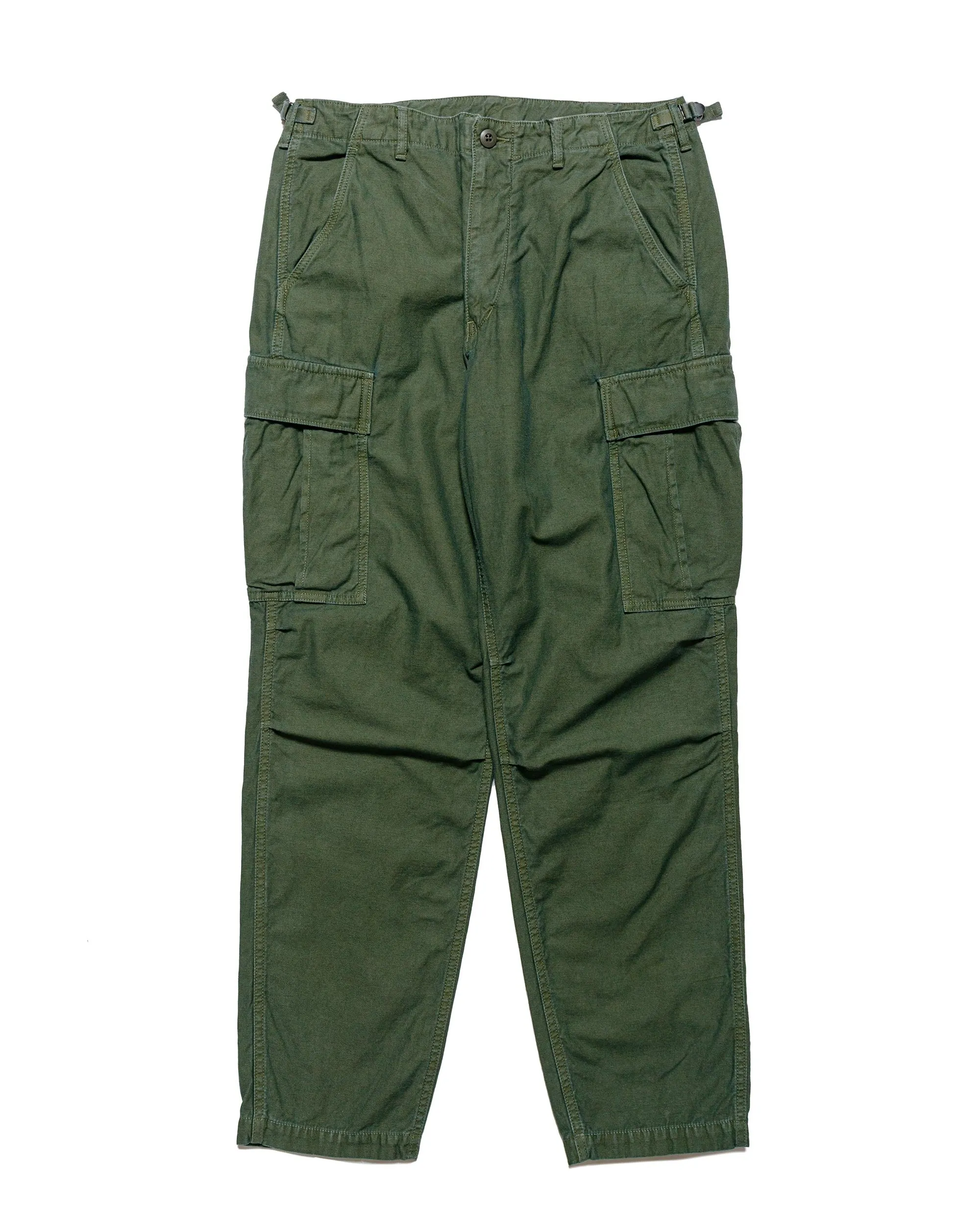 Comfortable Elastic Durability Lightweight And Long Wearing Sage De Cret Lost & Found Cotton/Linen Back Satin Cargo Trouser Olive