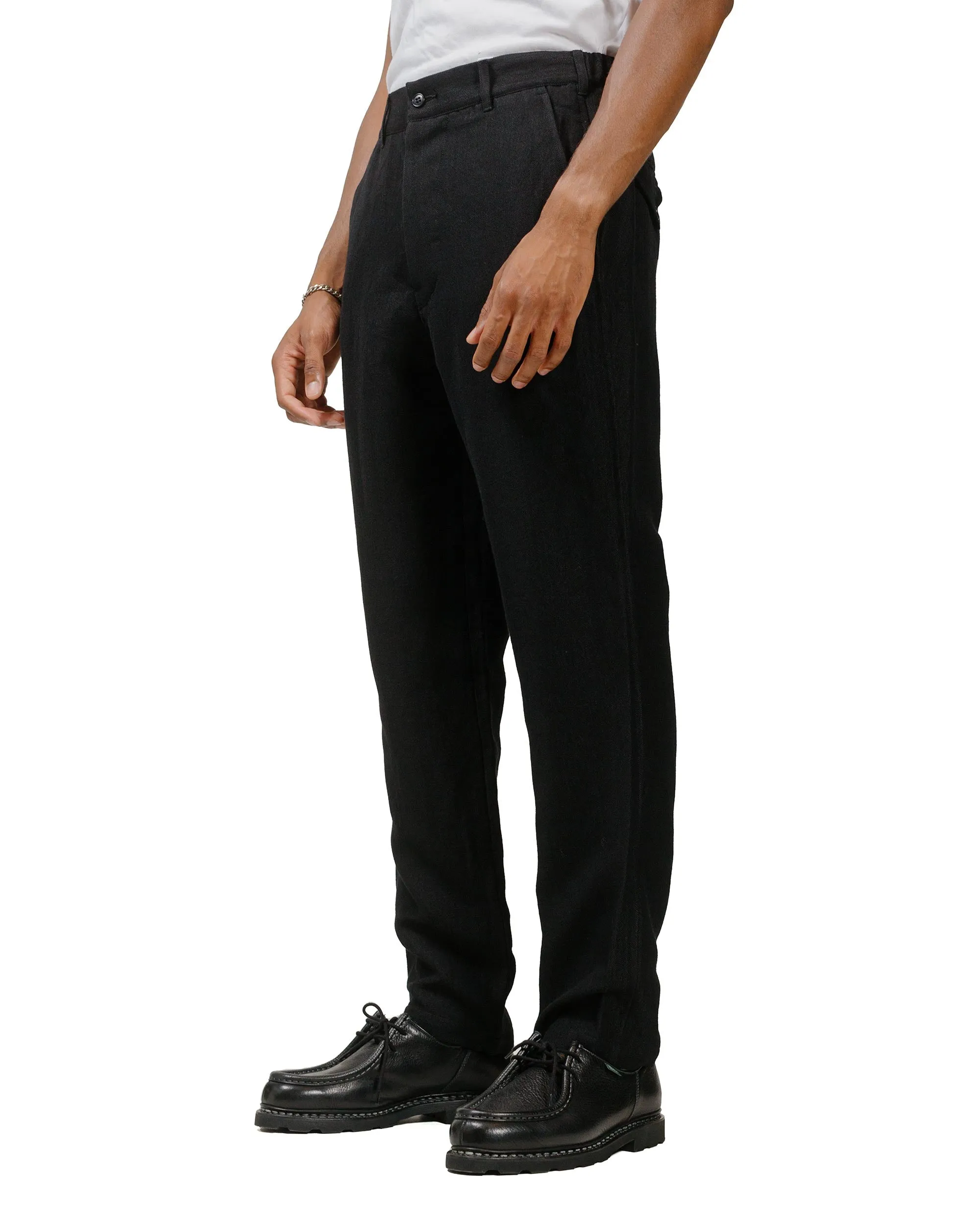 Anti-Misplace Sage De Cret Wool/Linen Herringbone Tumbler Tapered Pants Black