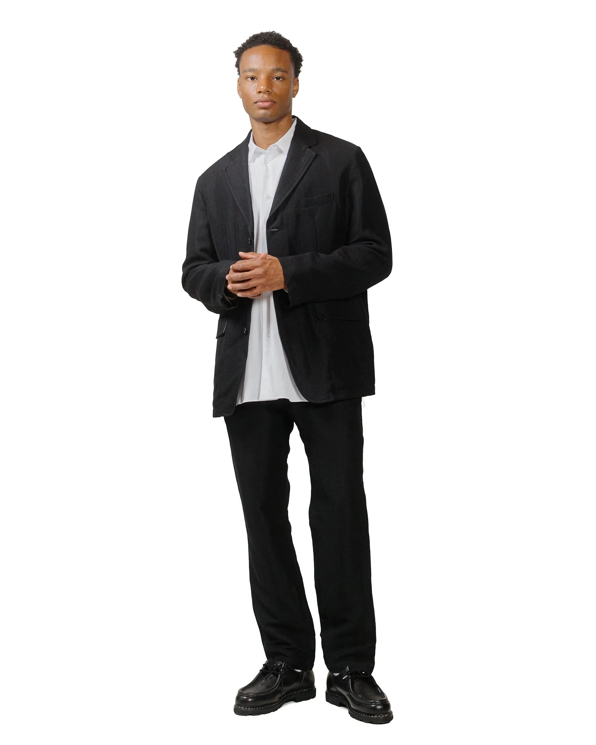 Foot Cream Bound Seams Design Sage De Cret Wool/Linen Herringbone Tumbler Tapered Pants Black