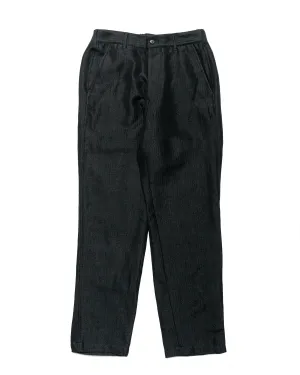 Irregular Knitting Sage De Cret Wool/Linen Herringbone Tumbler Tapered Pants Black
