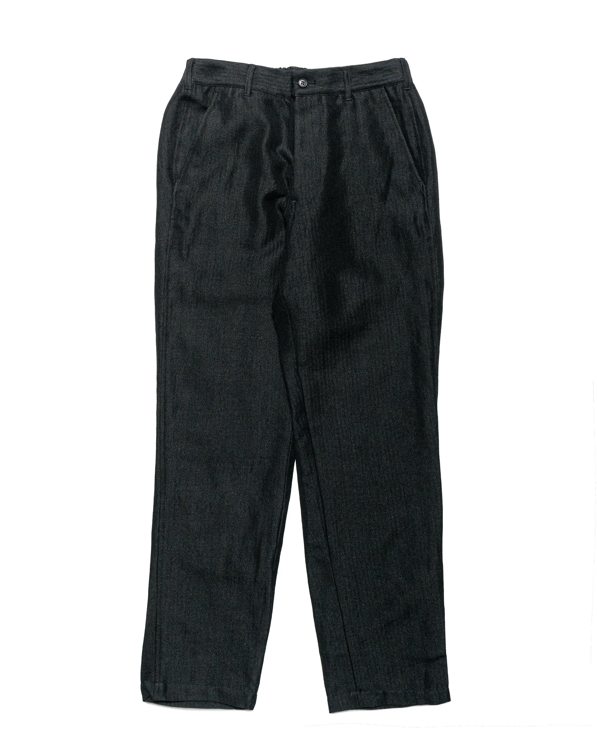 Irregular Knitting Sage De Cret Wool/Linen Herringbone Tumbler Tapered Pants Black