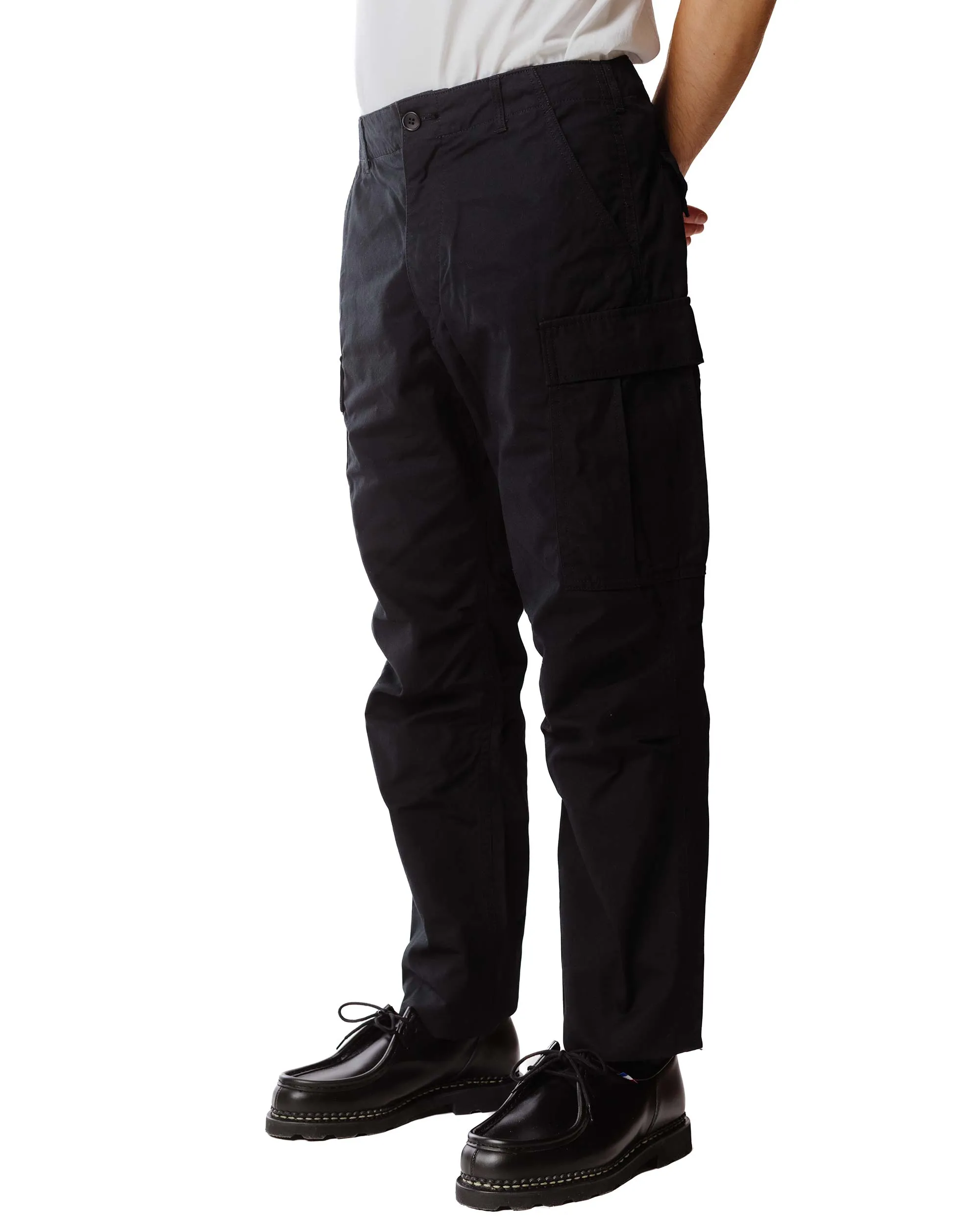 Sage De Cret X Lost & Found Coated Cotton/Linen Cargo Trouser Black Anti - Rip Comfortable Padding