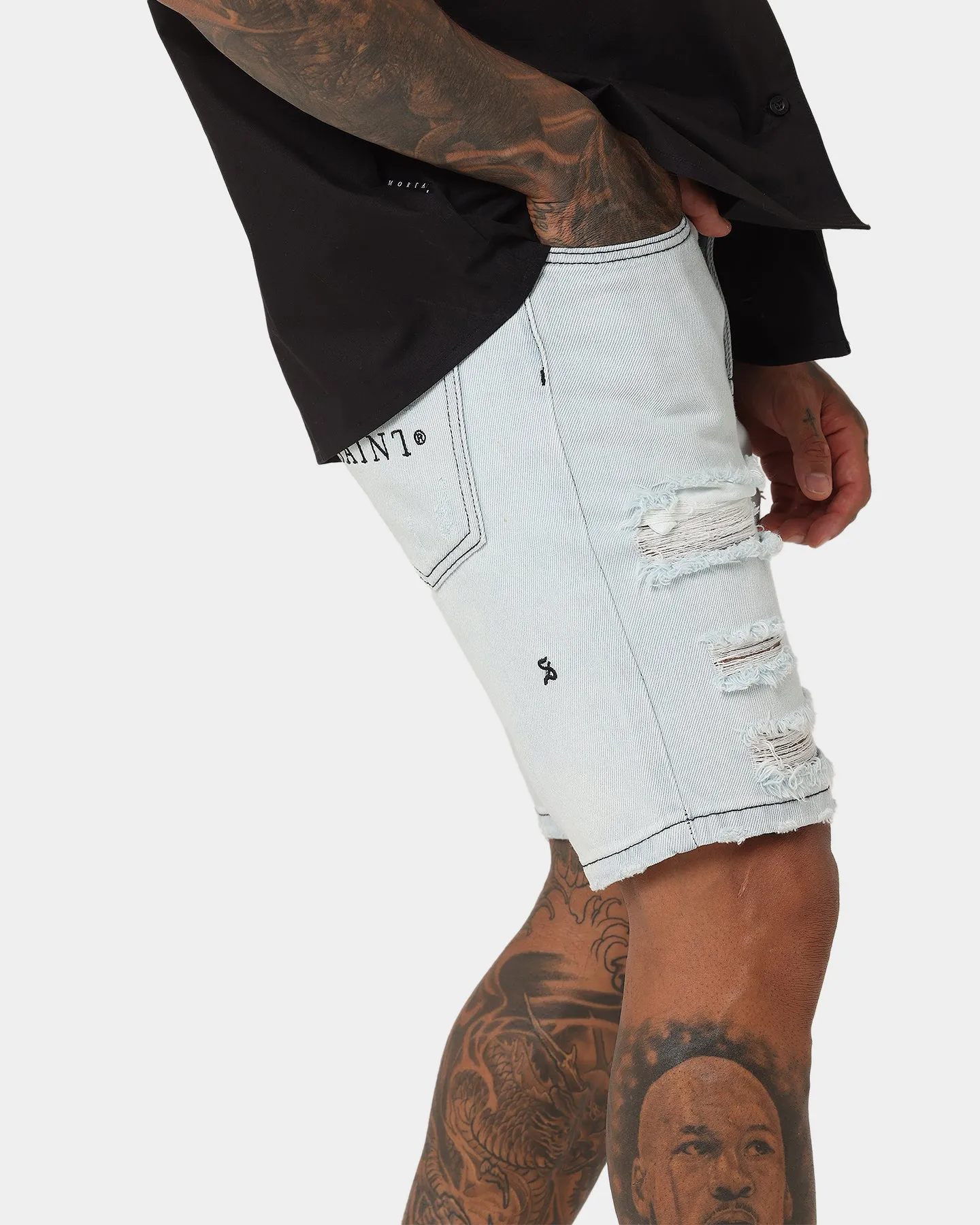 Saint Morta Destroyer Shorts Déstructurés Bleu Glace