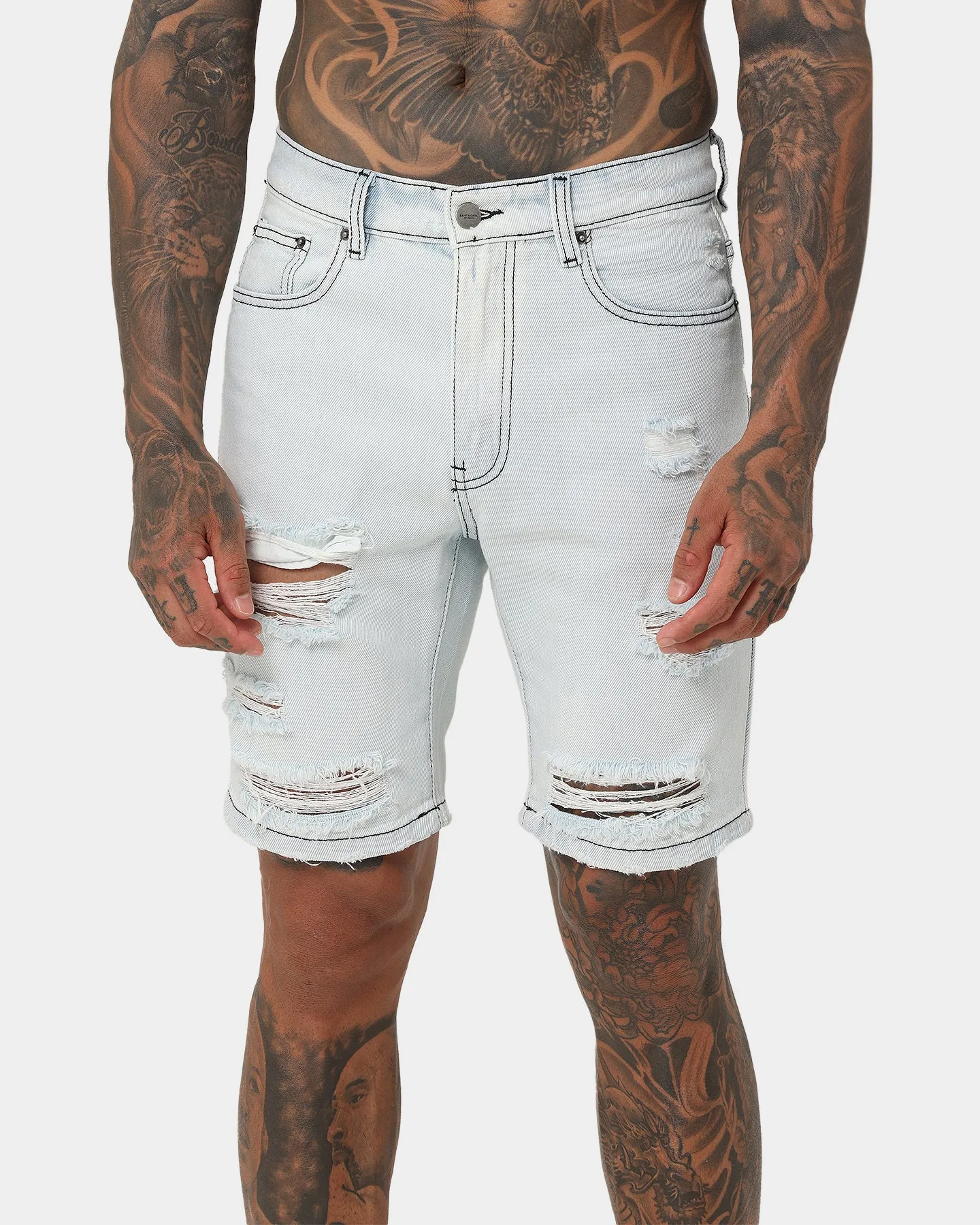 Saint Morta Destroyer Shorts Déstructurés Bleu Glace