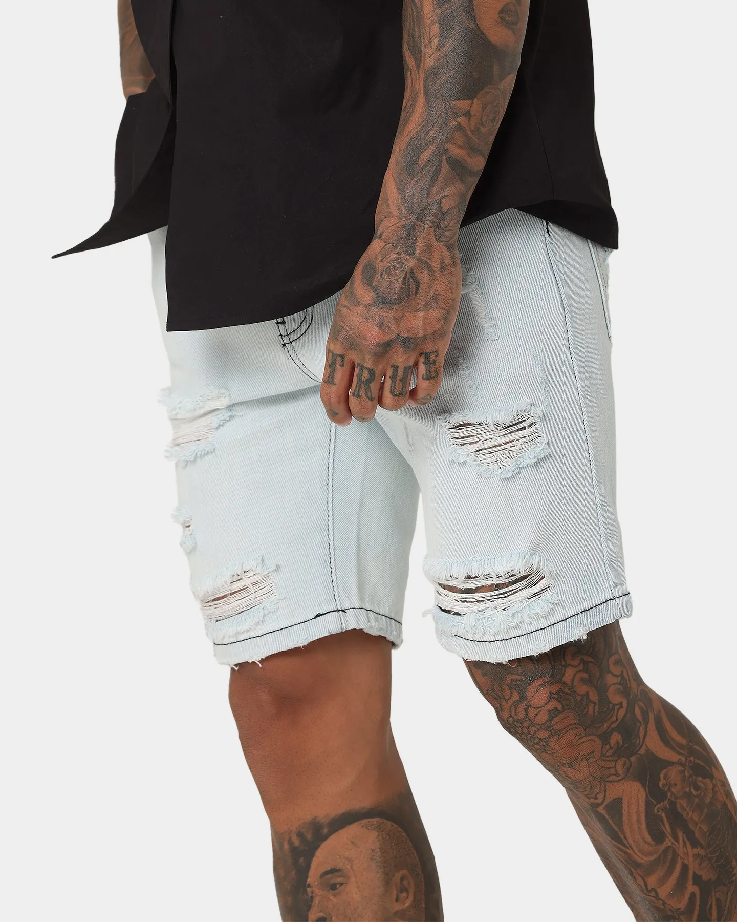 Saint Morta Destroyer Shorts Déstructurés Bleu Glace