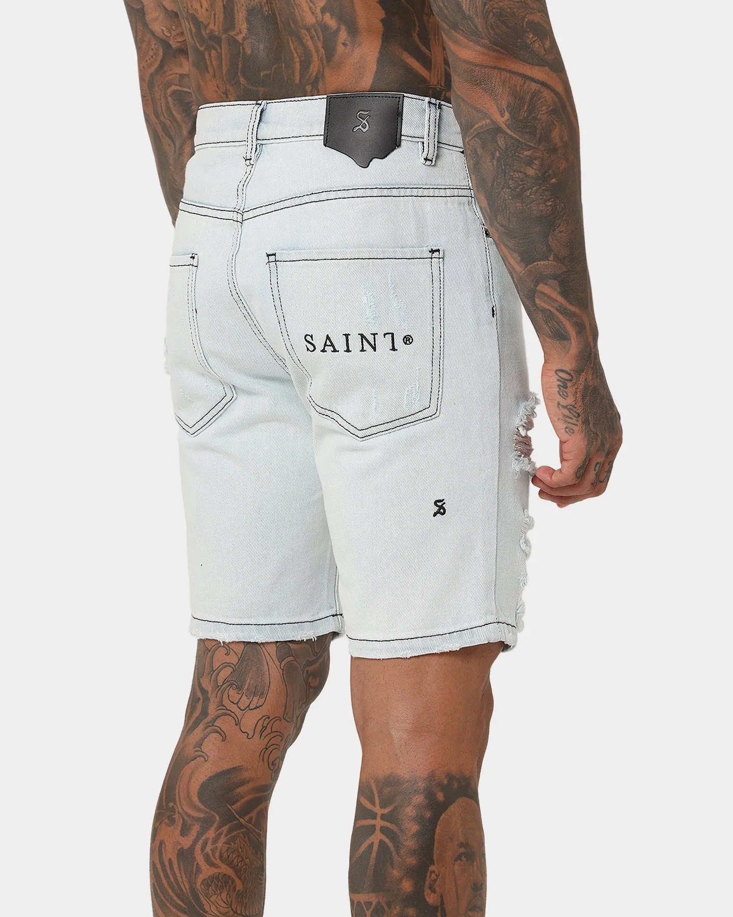 Saint Morta Destroyer Shorts Déstructurés Bleu Glace