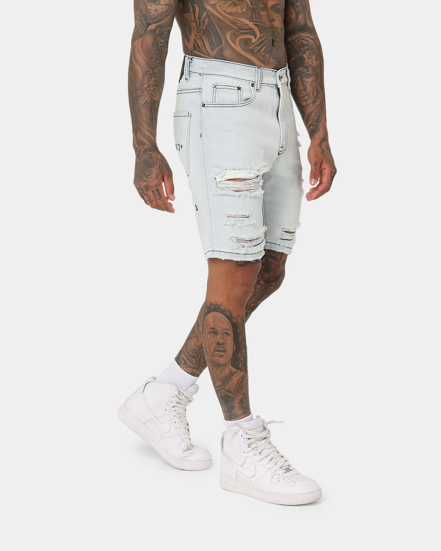 Saint Morta Destroyer Shorts Déstructurés Bleu Glace