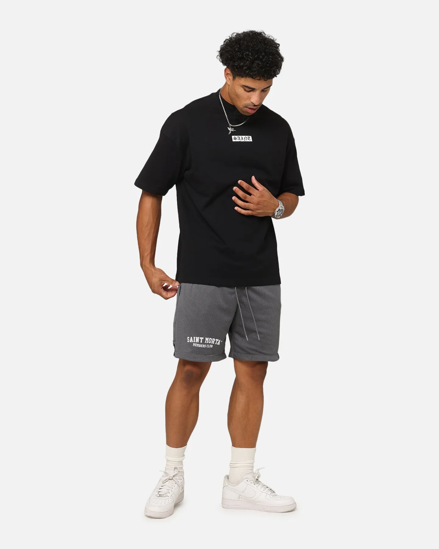 Short en maille du Saint Morta Members Club - Gris foncé