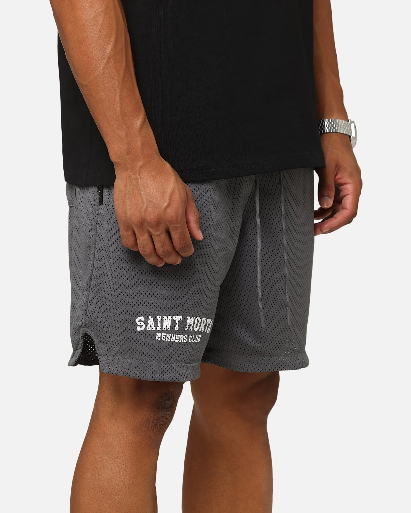 Short en maille du Saint Morta Members Club - Gris foncé