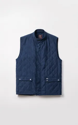 Metallic Slippers Quilted Suede Gilet Jacket Sleeveless Navy