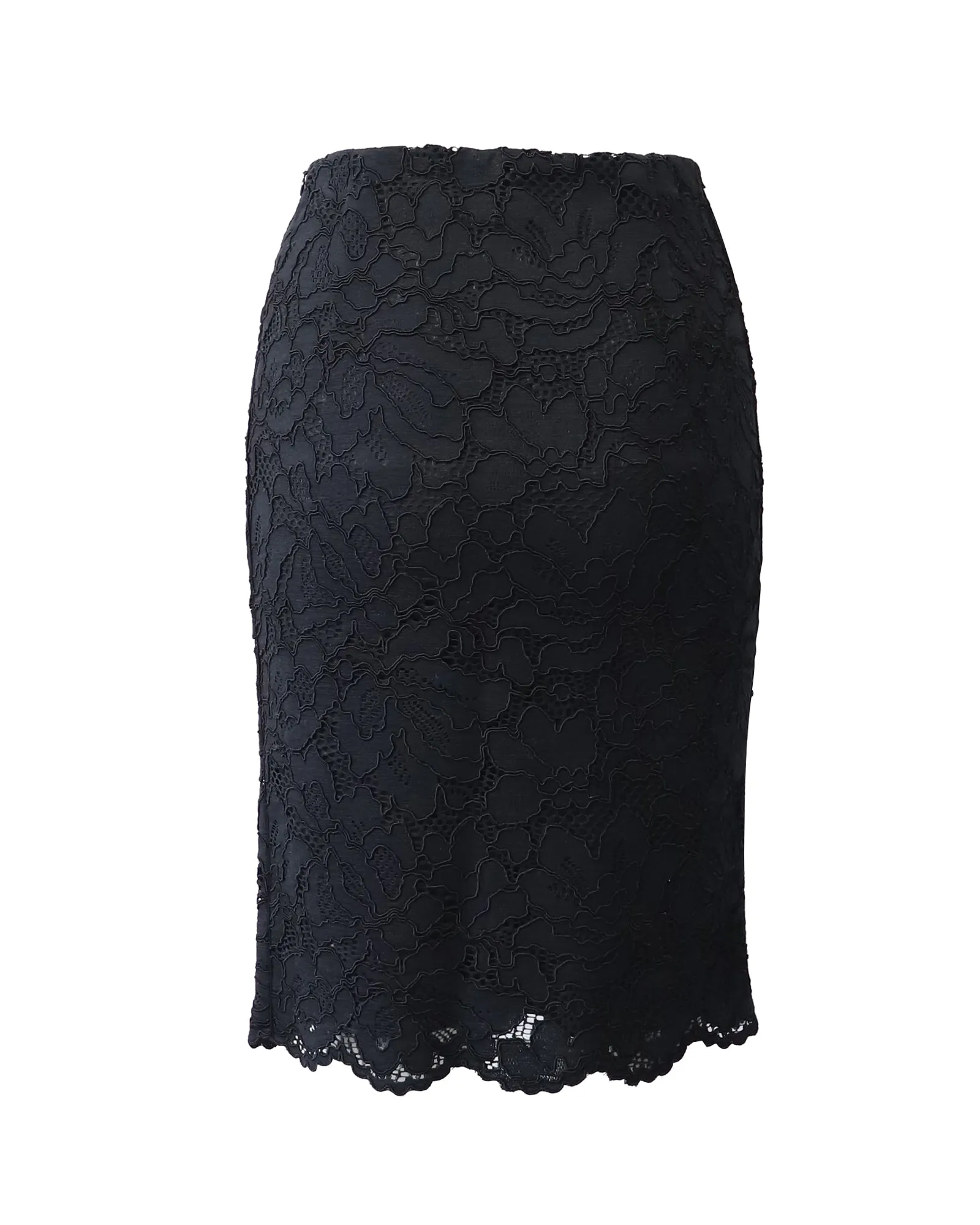 Sandro Paris Jupe Crayon Midi en Dentelle de Coton Noir