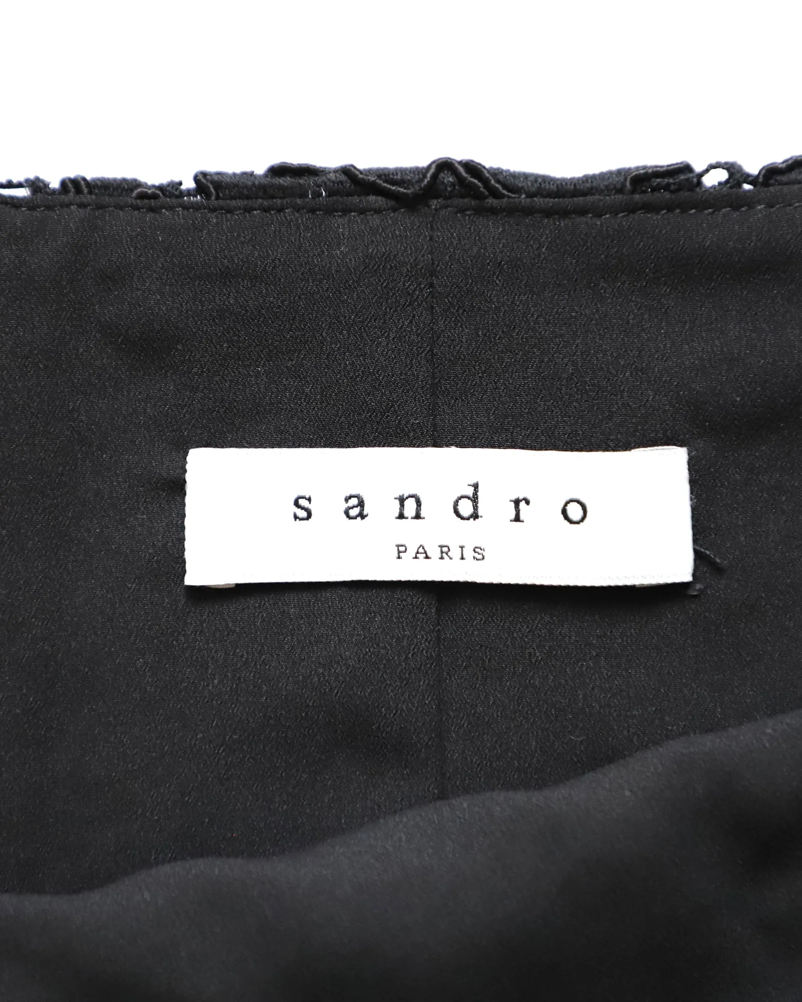 Sandro Paris Jupe Crayon Midi en Dentelle de Coton Noir