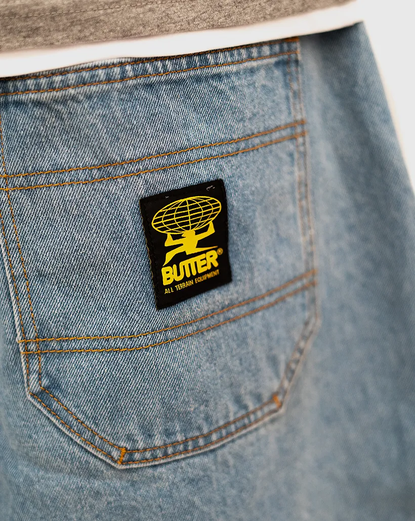 Butter Goods Patch Pocket Denim Jeans - Washed Indigo Balancing Oversized Design