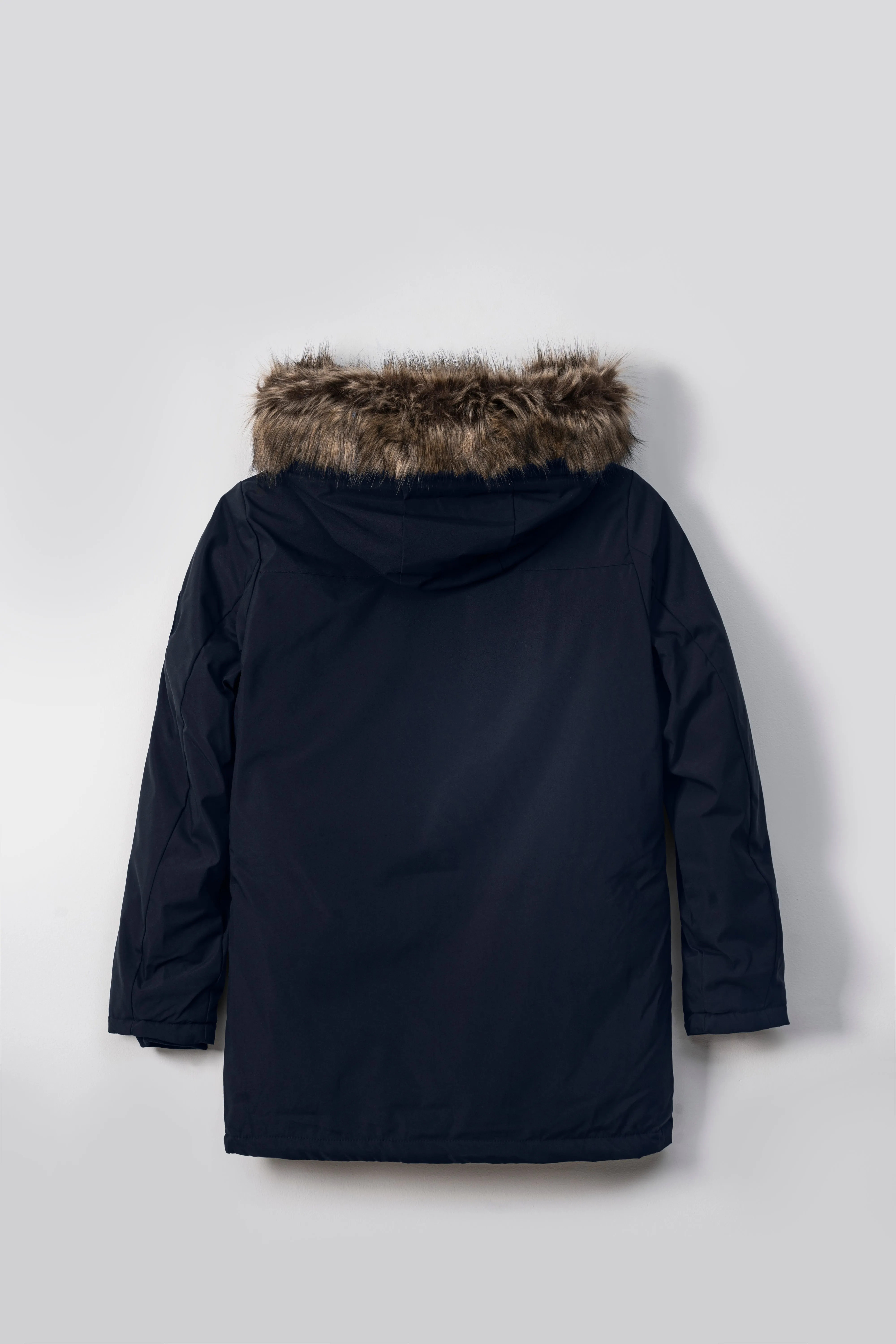 Durable Frame Design Sandal Buttons Parka Jacket Full Sleeve Navy