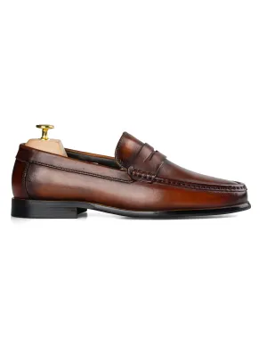Penny Moccasin Loafer - Cognac Tan (Hand Painted Patina) Special Offer