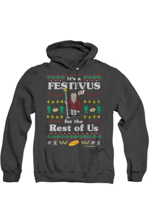 Pull à capuche festif Festivus pour adulte Seinfeld en Heather