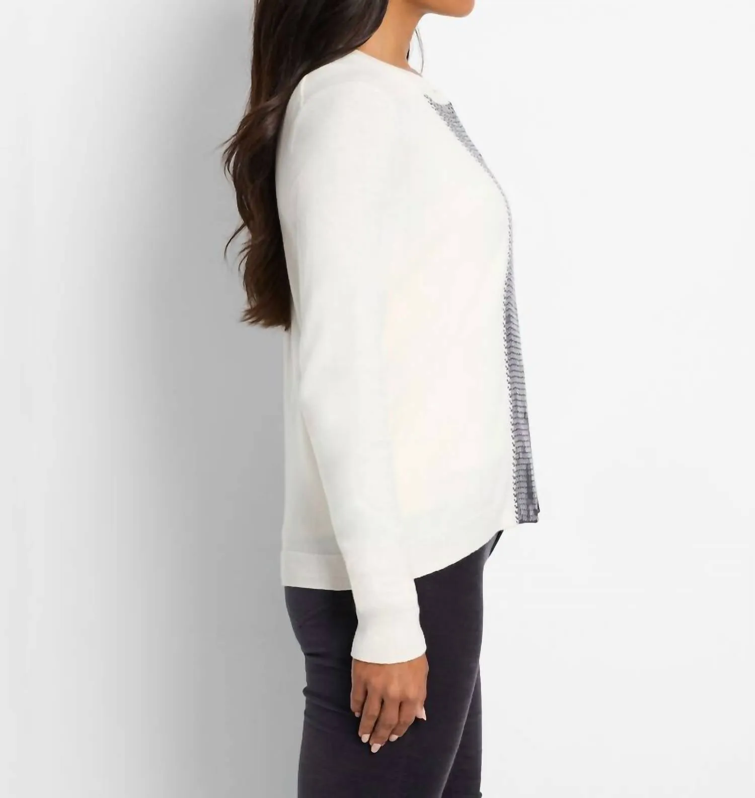 Cardigan à paillettes devant en crème