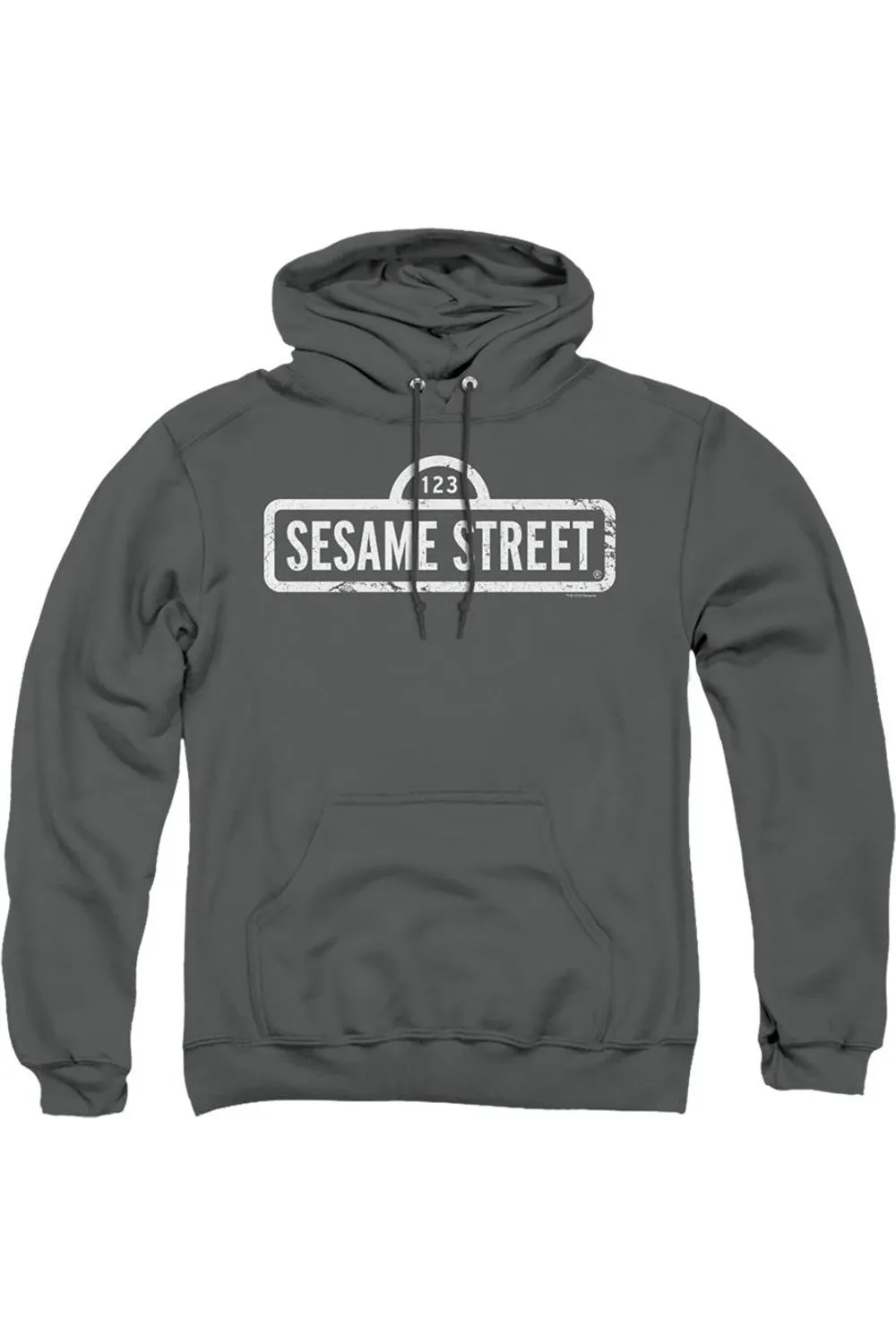 Pull à capuche adulte unicolore avec logo Sesame Street
