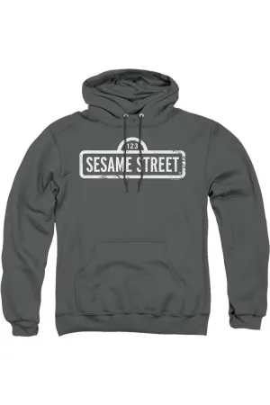 Pull à capuche adulte unicolore avec logo Sesame Street