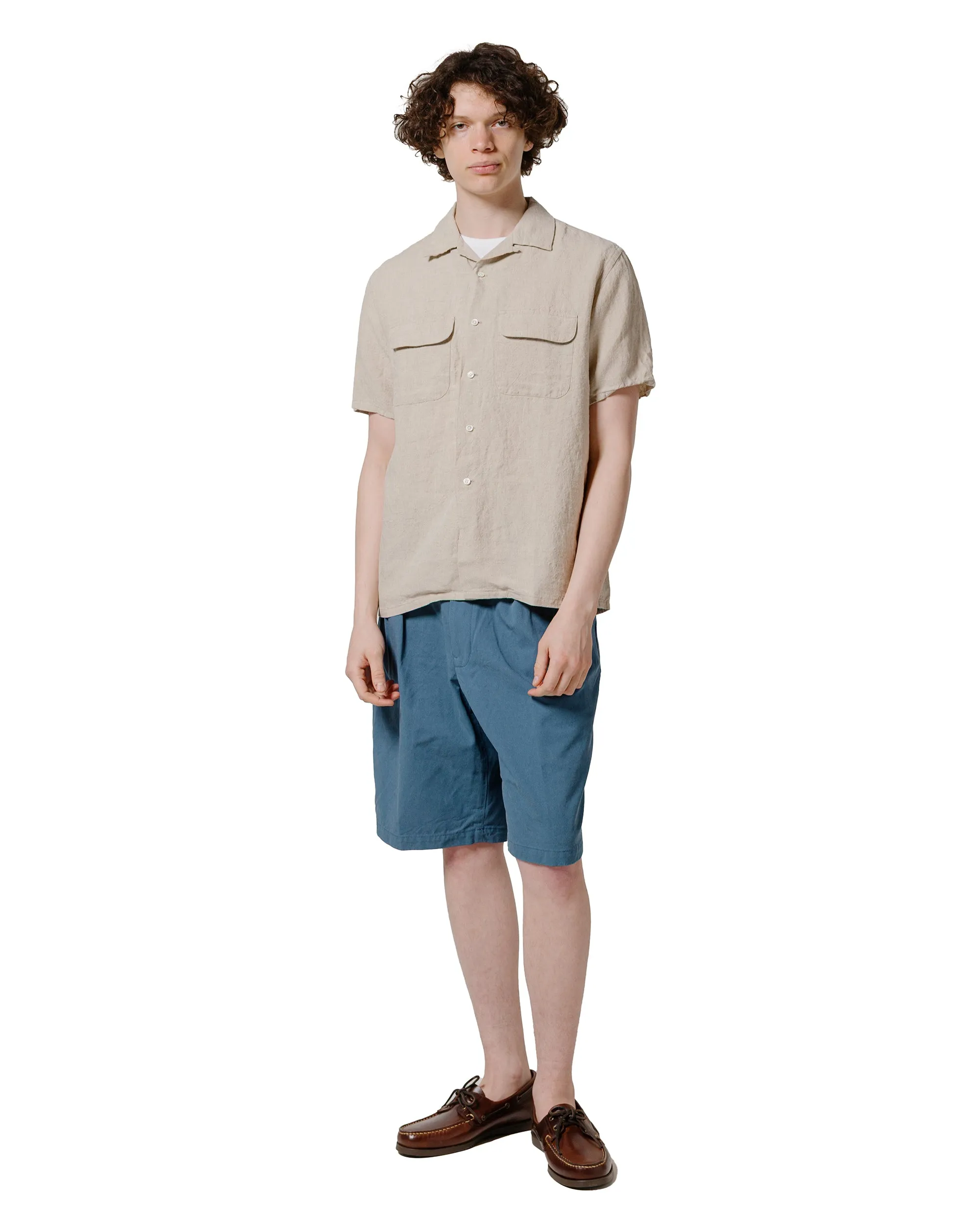 Beams Plus 2Pleats Shorts Twill Bio Washed Sax Fashionably Crafted