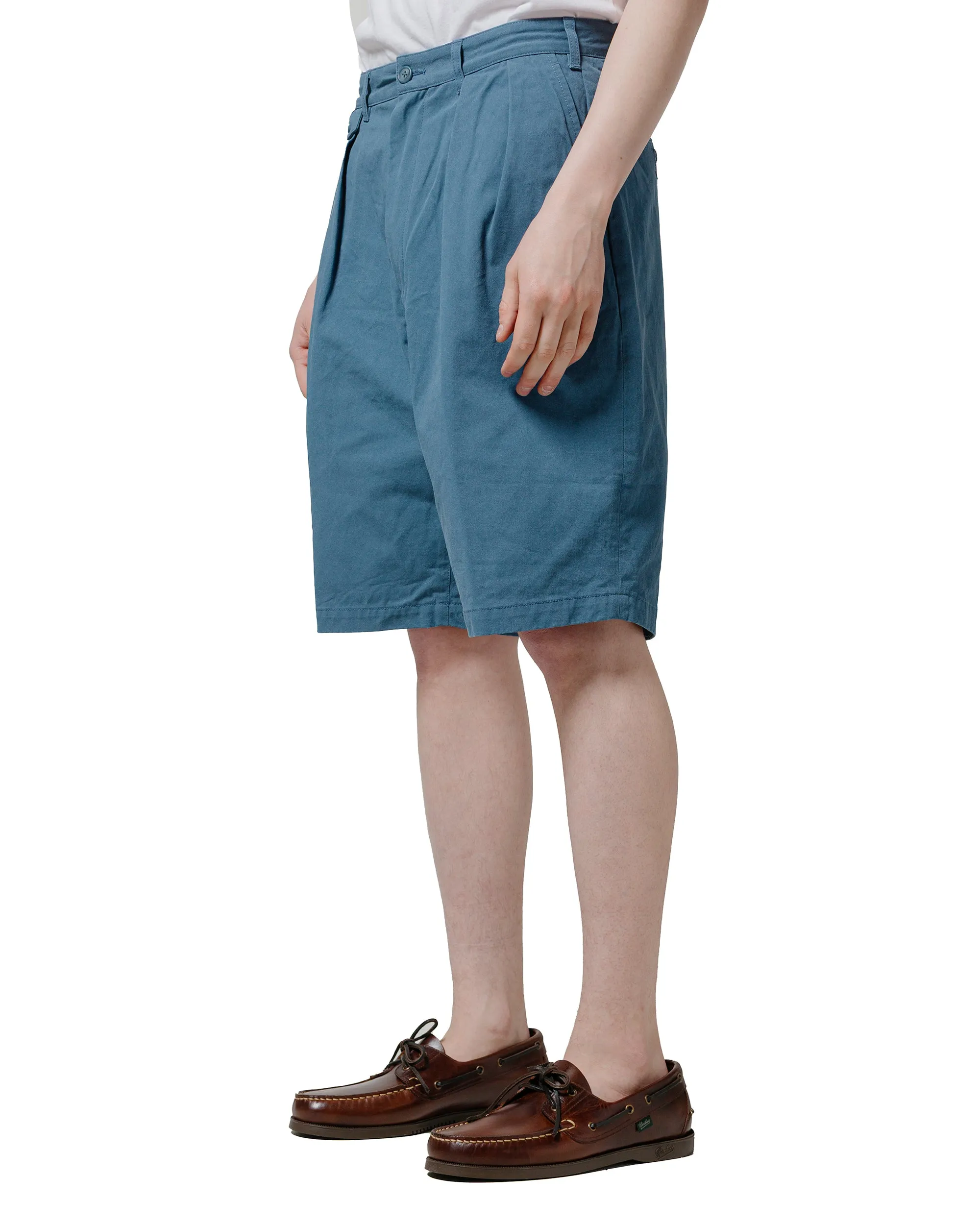 Comfortable Crowded Beams Plus 2Pleats Shorts Twill Bio Washed Sax