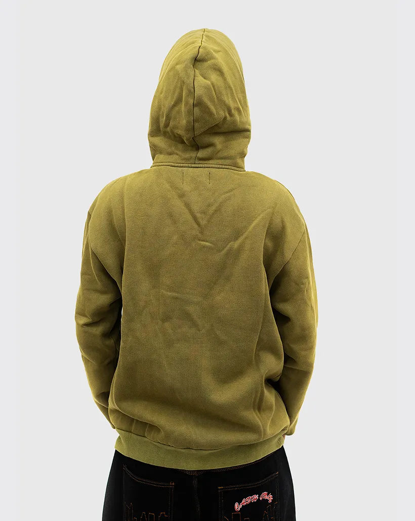 Cuboid Count Cash Only Campus Zip Up Hoodie - Washed Olive